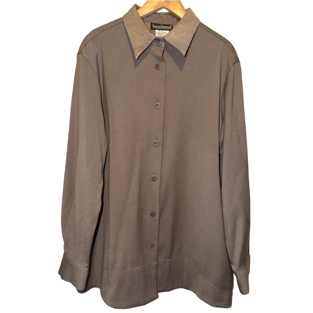 Vintage Harvé Benard Wool Button Down Shirt with Statement Collar
